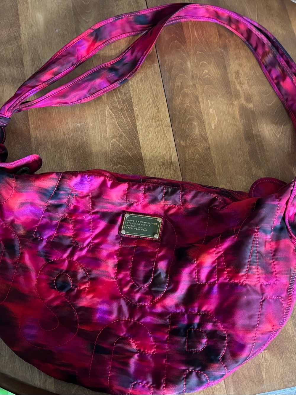 Marc by Marc Jacobs Fuchsia and Black Quilted Nylon Hobo Bag